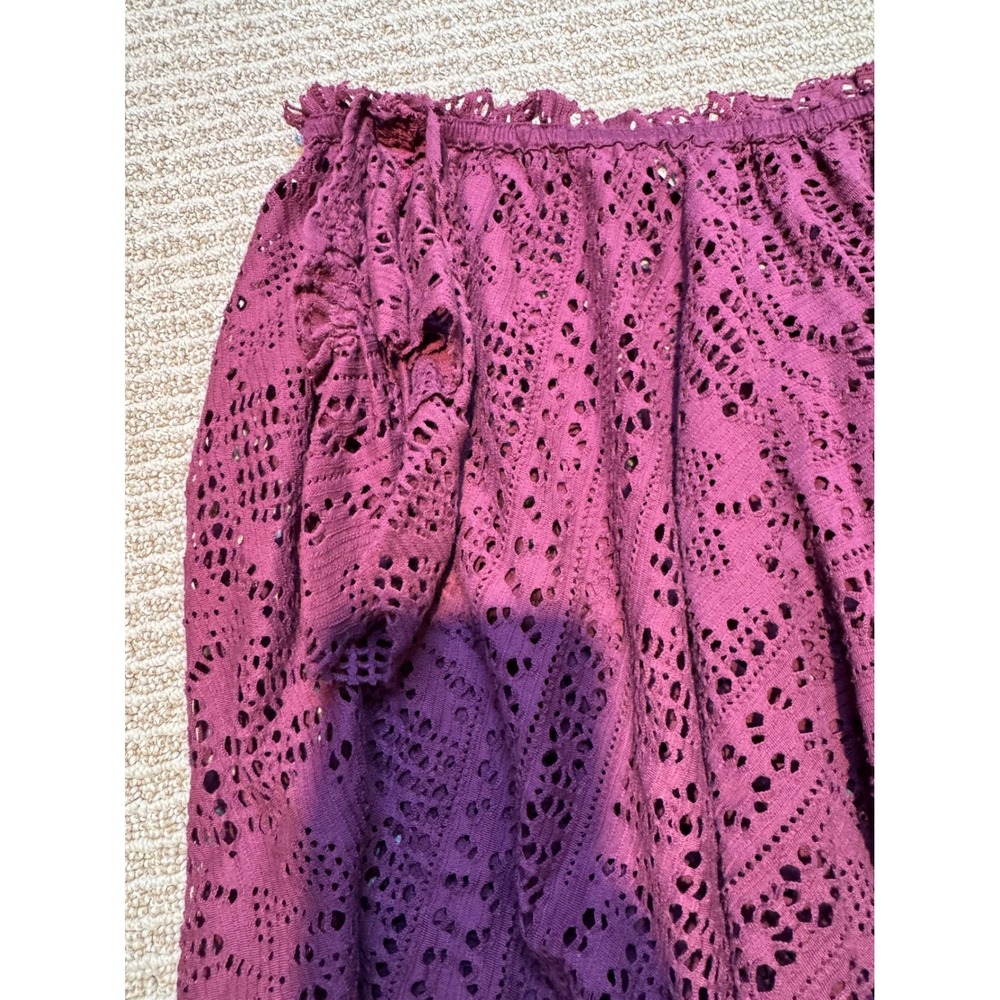 Free People Beach Plum Purple Eyelet Lace Off The Shoulder Crop Top Womens Med - Picture 8 of 10